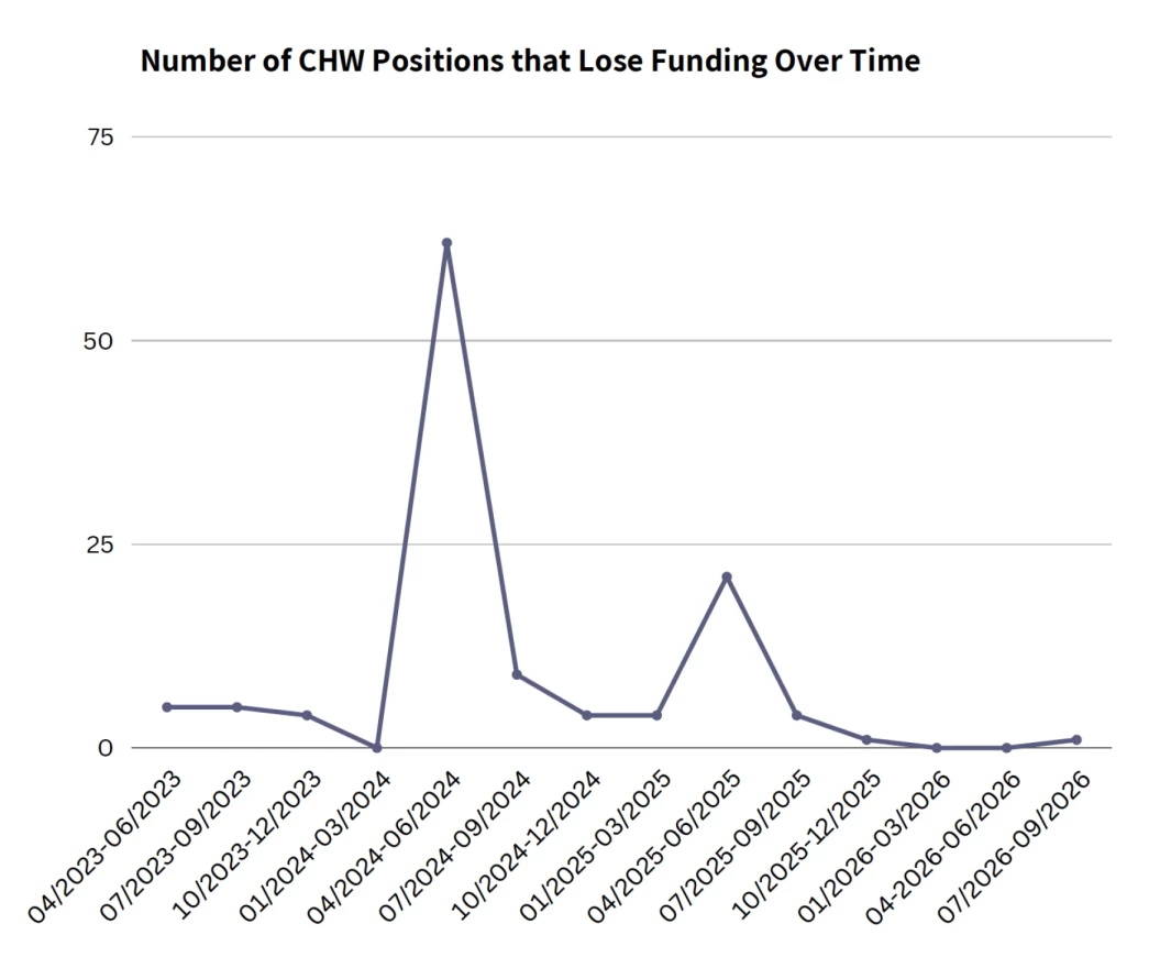 This chart is from a July 2023 internal VDH report called "VDH LHD Community Health Worker Workforce Funding Assessment."
